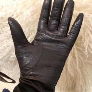 Vintage - Dark Brown Leather Gloves with Silk Lining